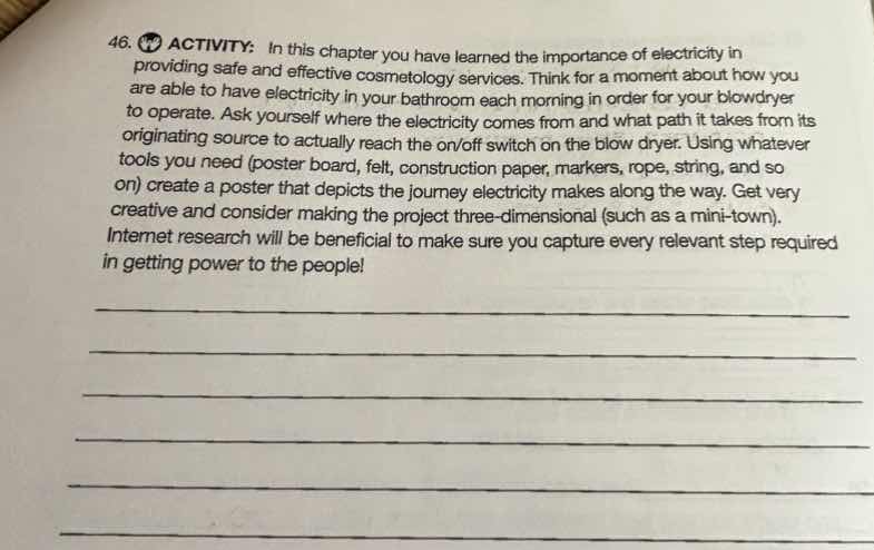 46. activity: in this chapter you have learned the importance of electr…