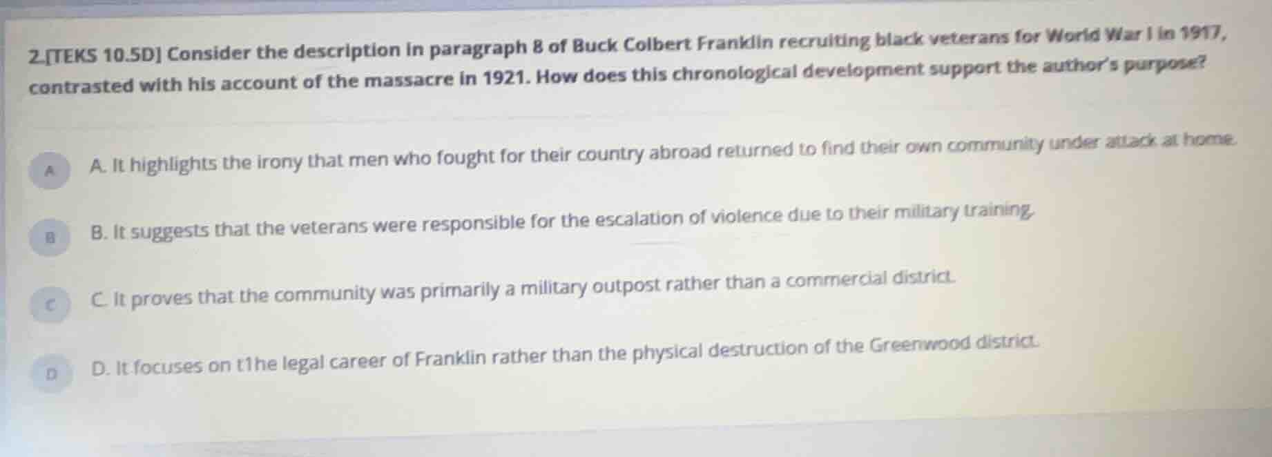 2.teks 10.5d consider the description in paragraph 8 of buck colbert fr…