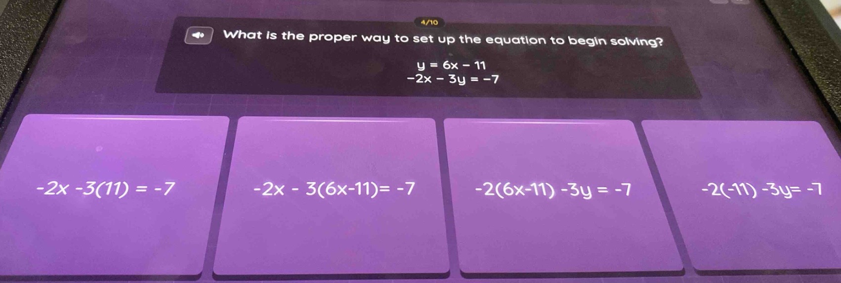 what is the proper way to set up the equation to begin solving? y = 6x …