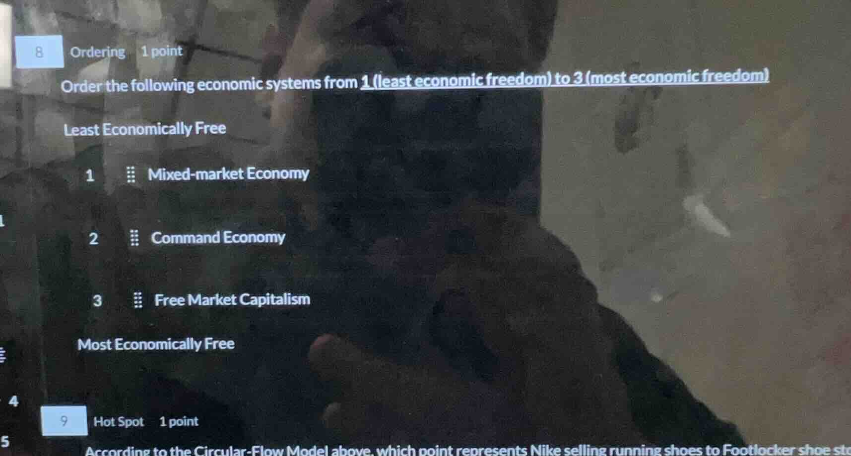 8 ordering 1 point order the following economic systems from 1 (least e…