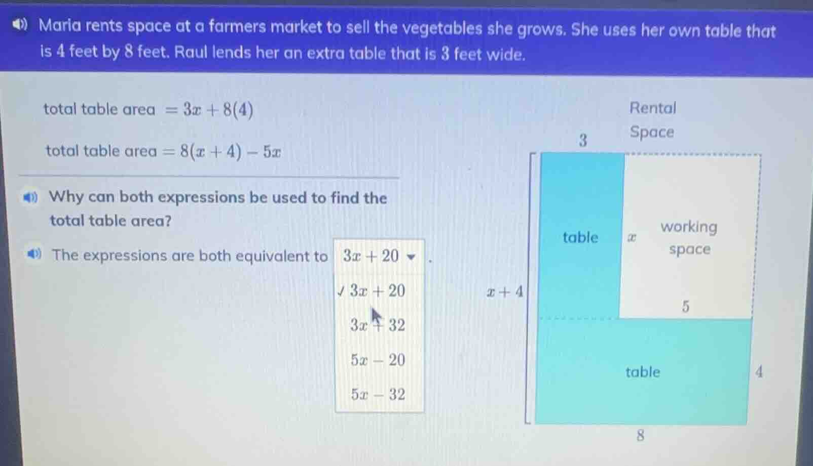 maria rents space at a farmers market to sell the vegetables she grows.…