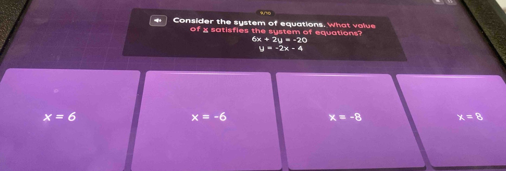 consider the system of equations. what value of x satisfies the system …