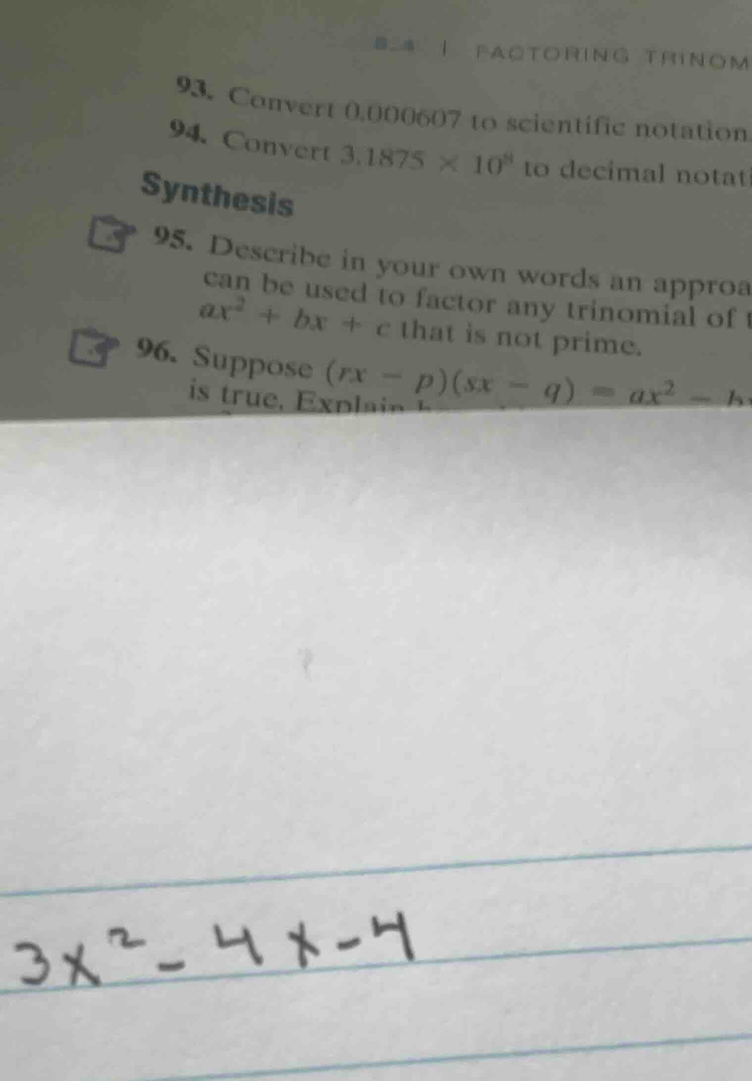 93. convert 0.000607 to scientific notation94. convert 3.1875 × 10⁸ to …