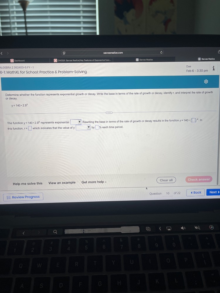 determine whether the function represents exponential growth or decay. …