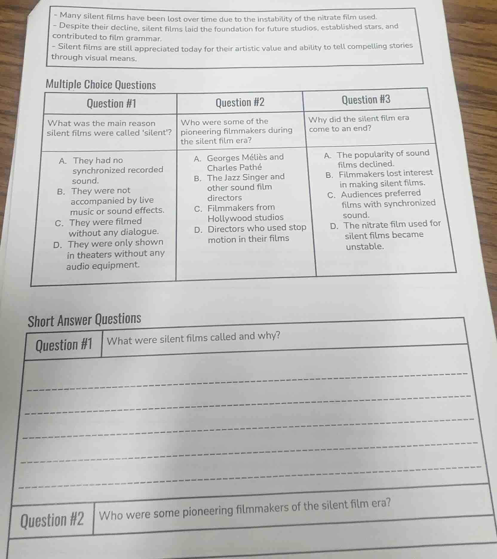 - many silent films have been lost over time due to the instability of …