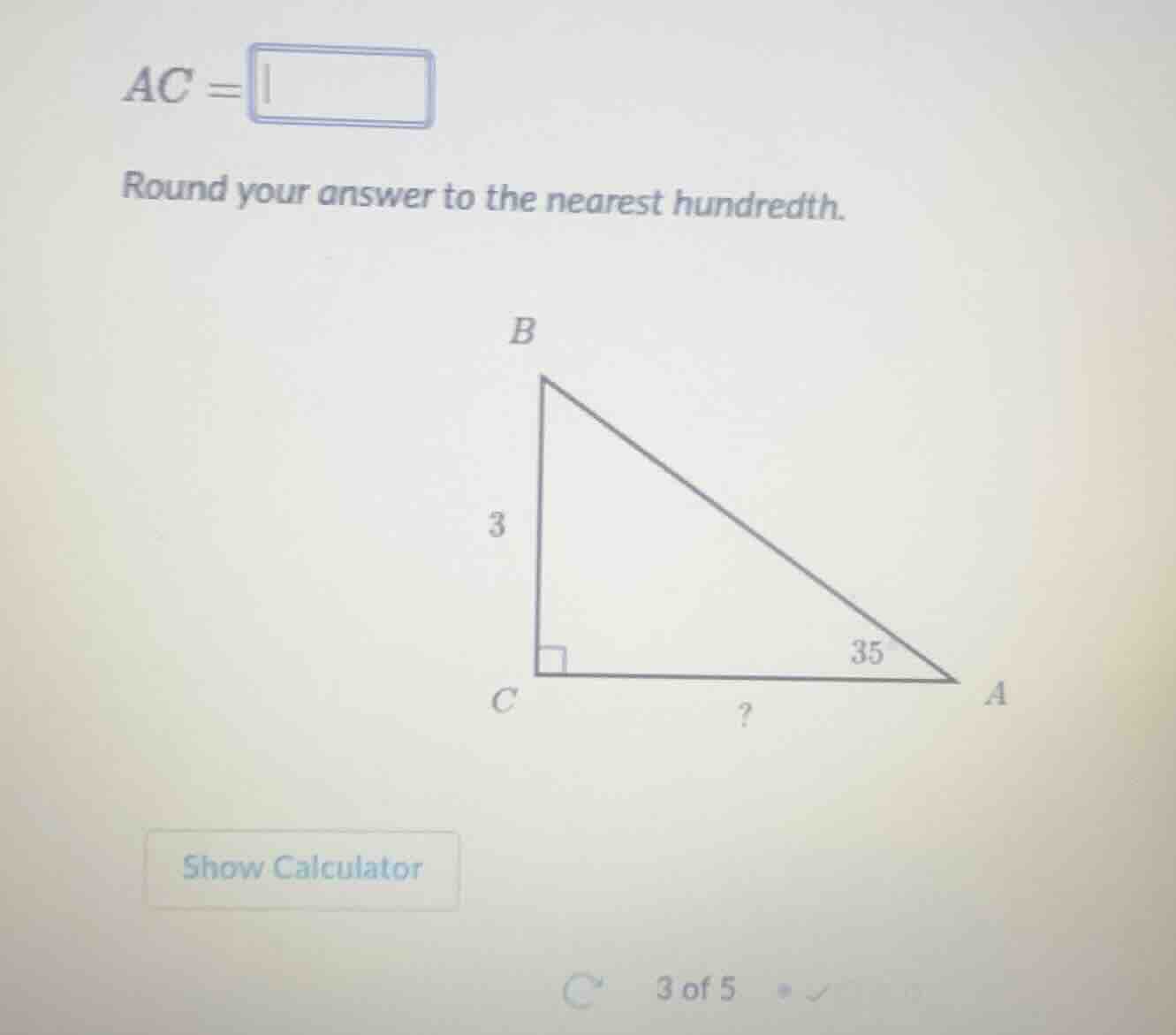 ac = round your answer to the nearest hundredth. (image of a right tria…