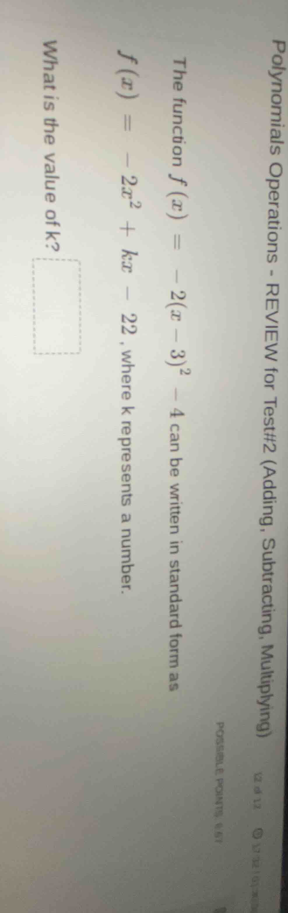 polynomials operations - review for test#2 (adding, subtracting, multip…