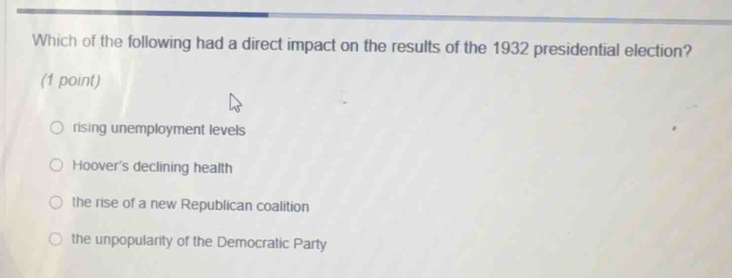 which of the following had a direct impact on the results of the 1932 p…