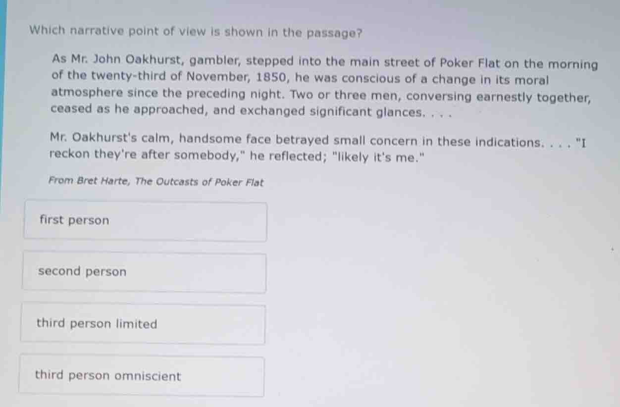 which narrative point of view is shown in the passage? as mr. john oakh…