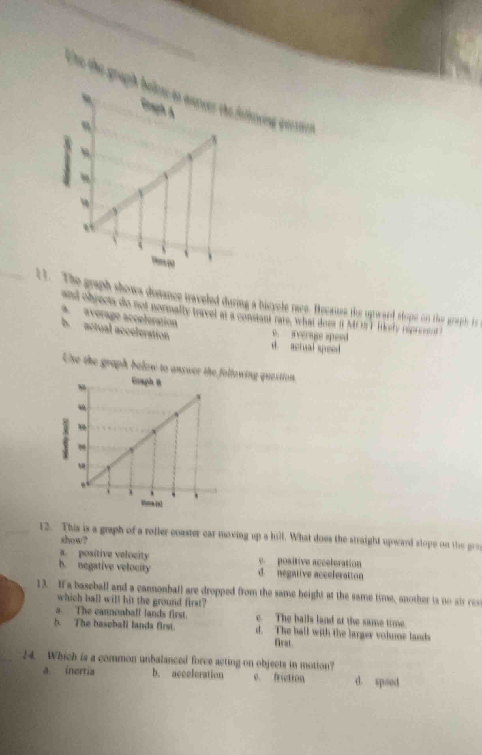 11. the graph shows distance traveled during a bicycle race. because th…