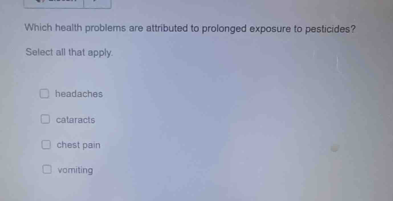 which health problems are attributed to prolonged exposure to pesticide…