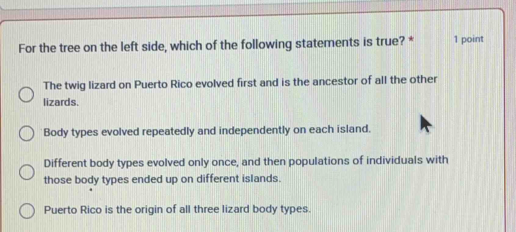 for the tree on the left side, which of the following statements is tru…