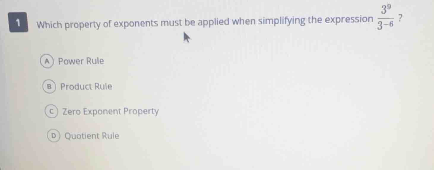 1 which property of exponents must be applied when simplifying the expr…