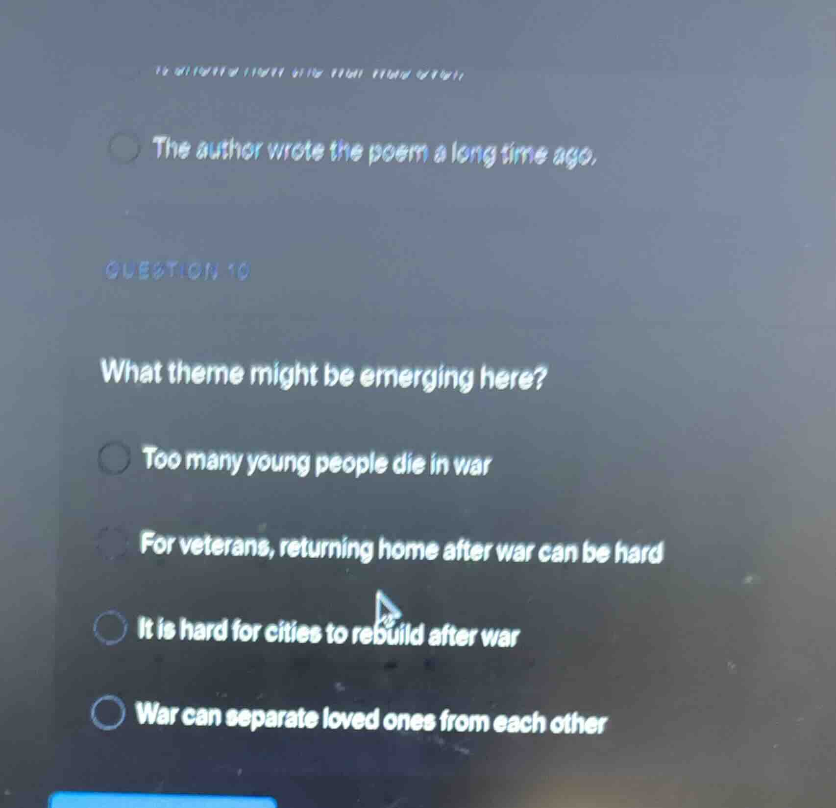 question 10 what theme might be emerging here? ○ too many young people …