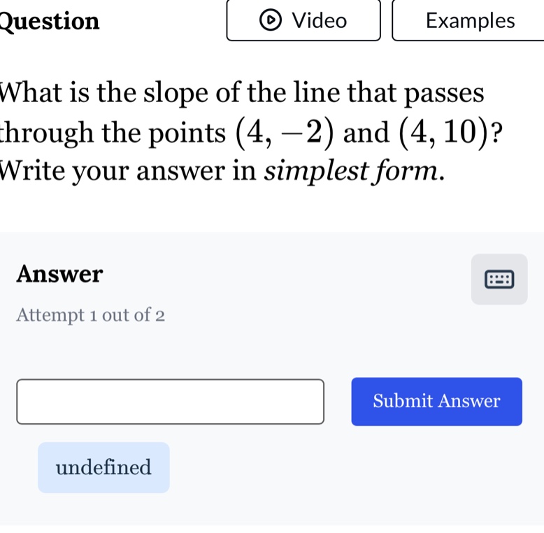 what is the slope of the line that passes through the points (4, -2) an…