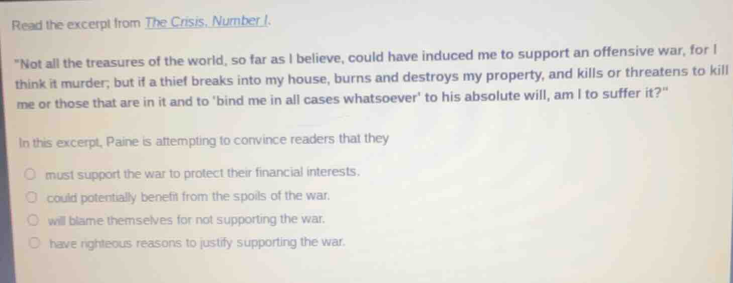 read the excerpt from the crisis, number 1. ot all the treasures of the…