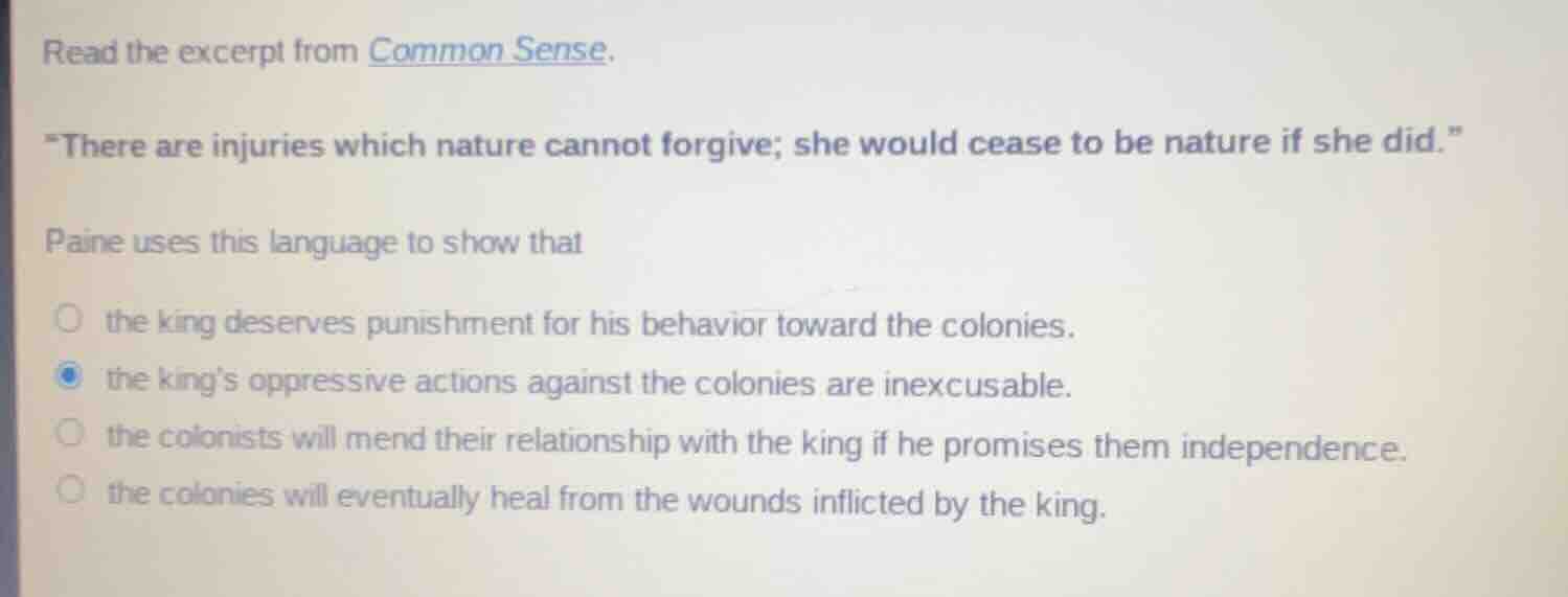 read the excerpt from common sense. \there are injuries which nature ca…