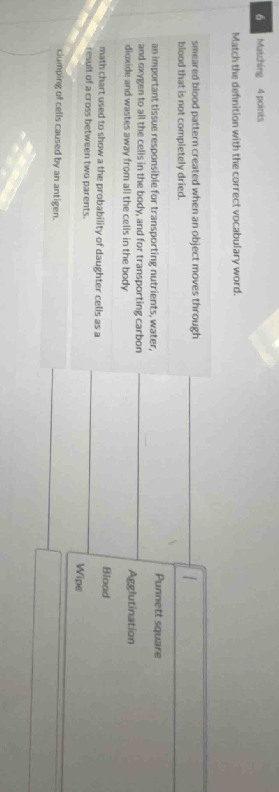 matching 4 points match the definition with the correct vocabulary word…