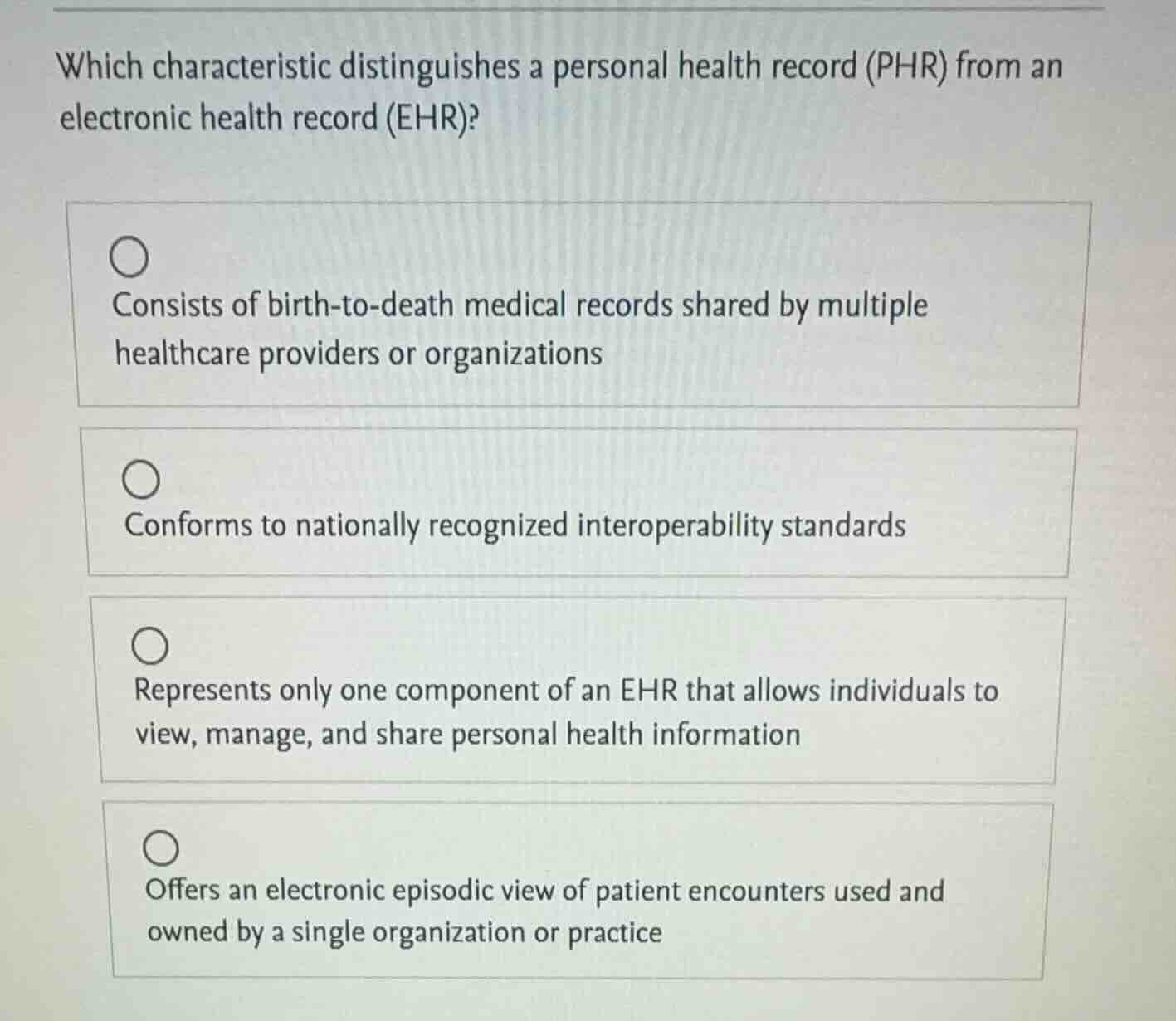 which characteristic distinguishes a personal health record (phr) from …