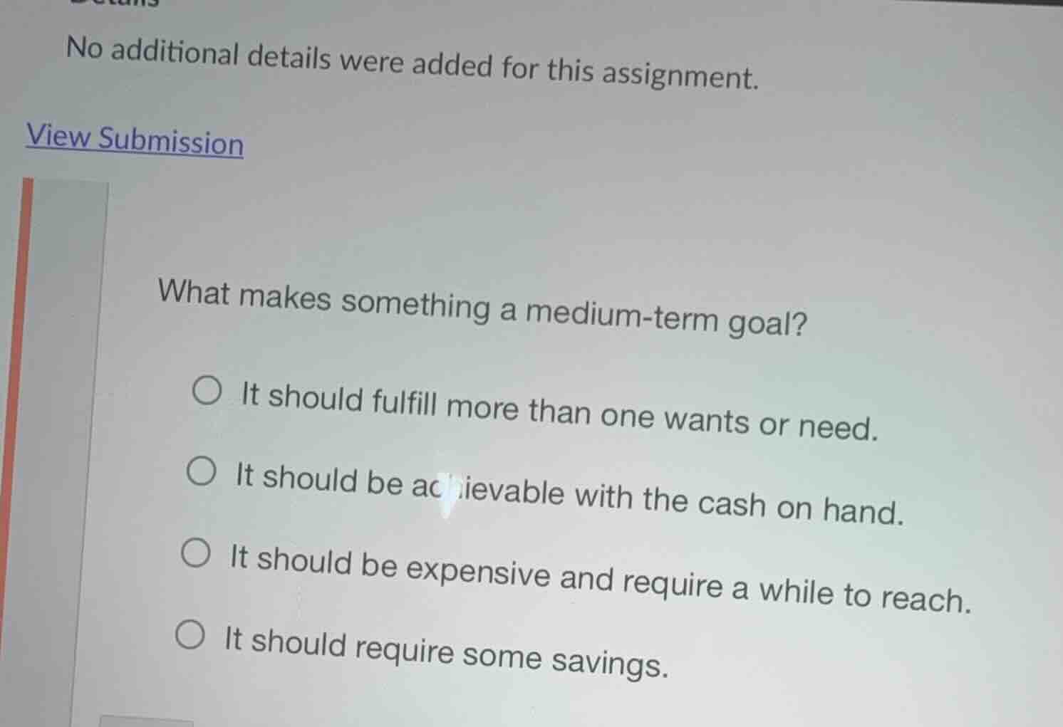 no additional details were added for this assignment. view submission w…