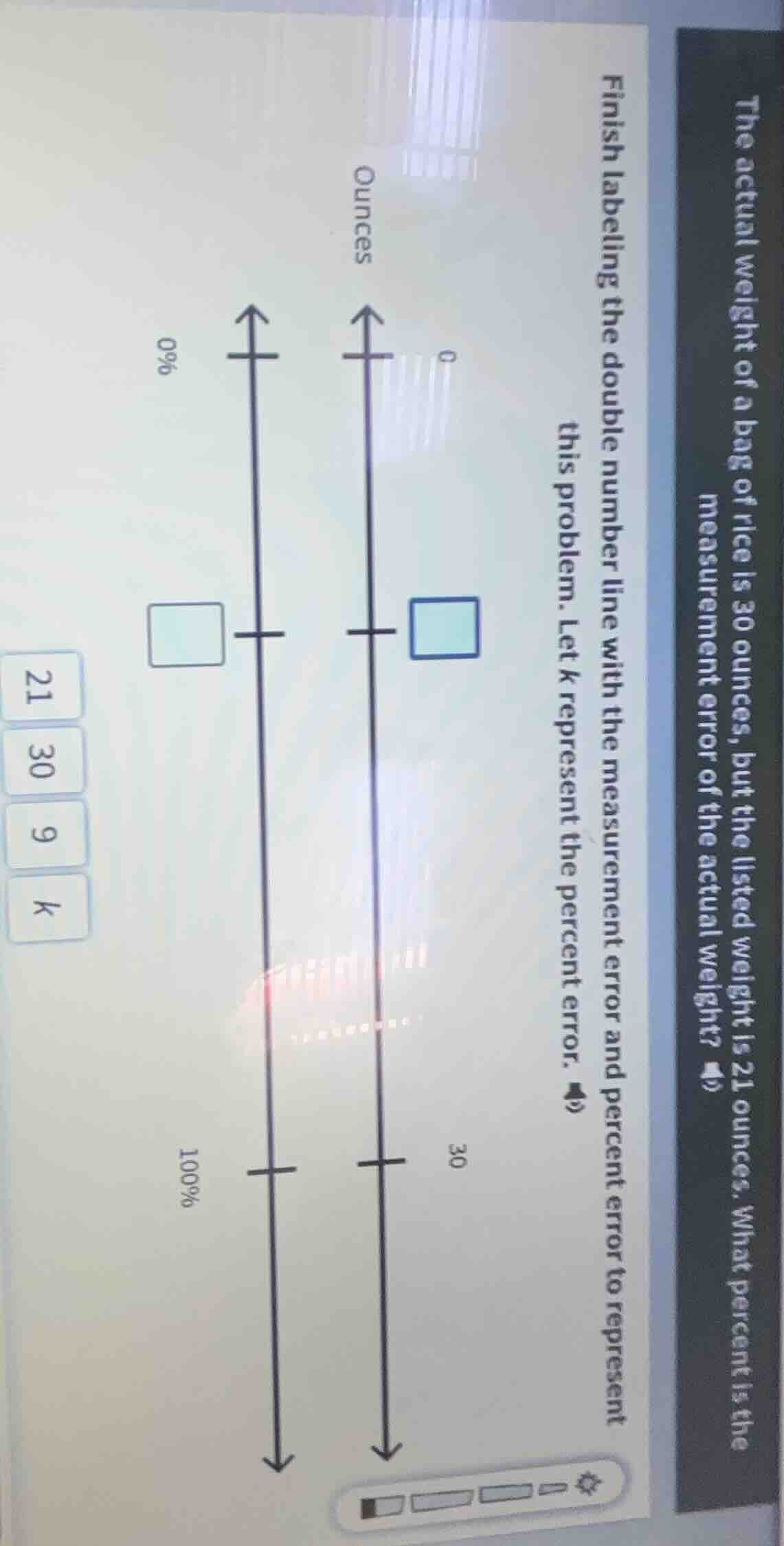 the actual weight of a bag of rice is 30 ounces, but the listed weight …