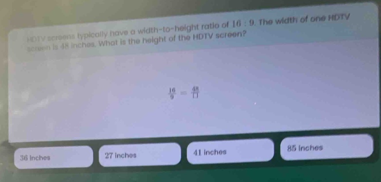 hdtv screens typically have a width - to - height ratio of 16:9. the wi…