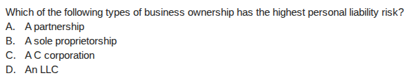 which of the following types of business ownership has the highest pers…
