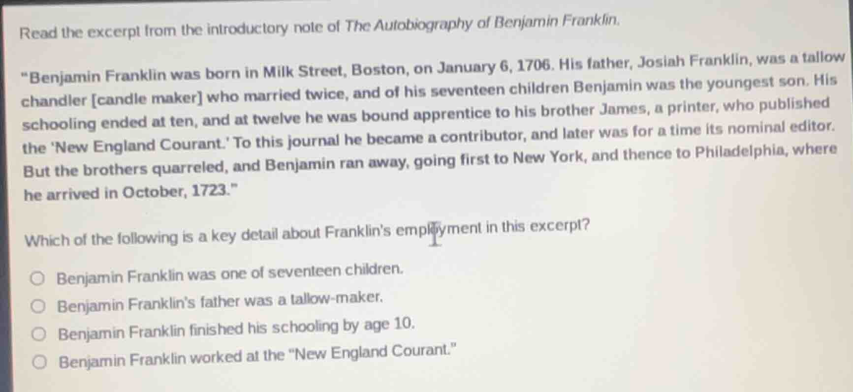 read the excerpt from the introductory note of the autobiography of ben…