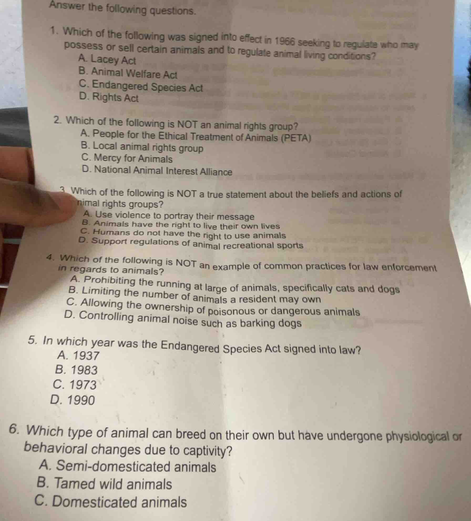 answer the following questions. 1. which of the following was signed in…