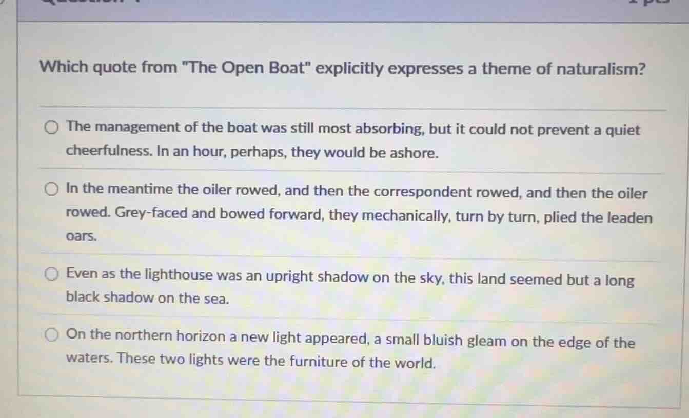 which quote from \the open boat\ explicitly expresses a theme of natura…