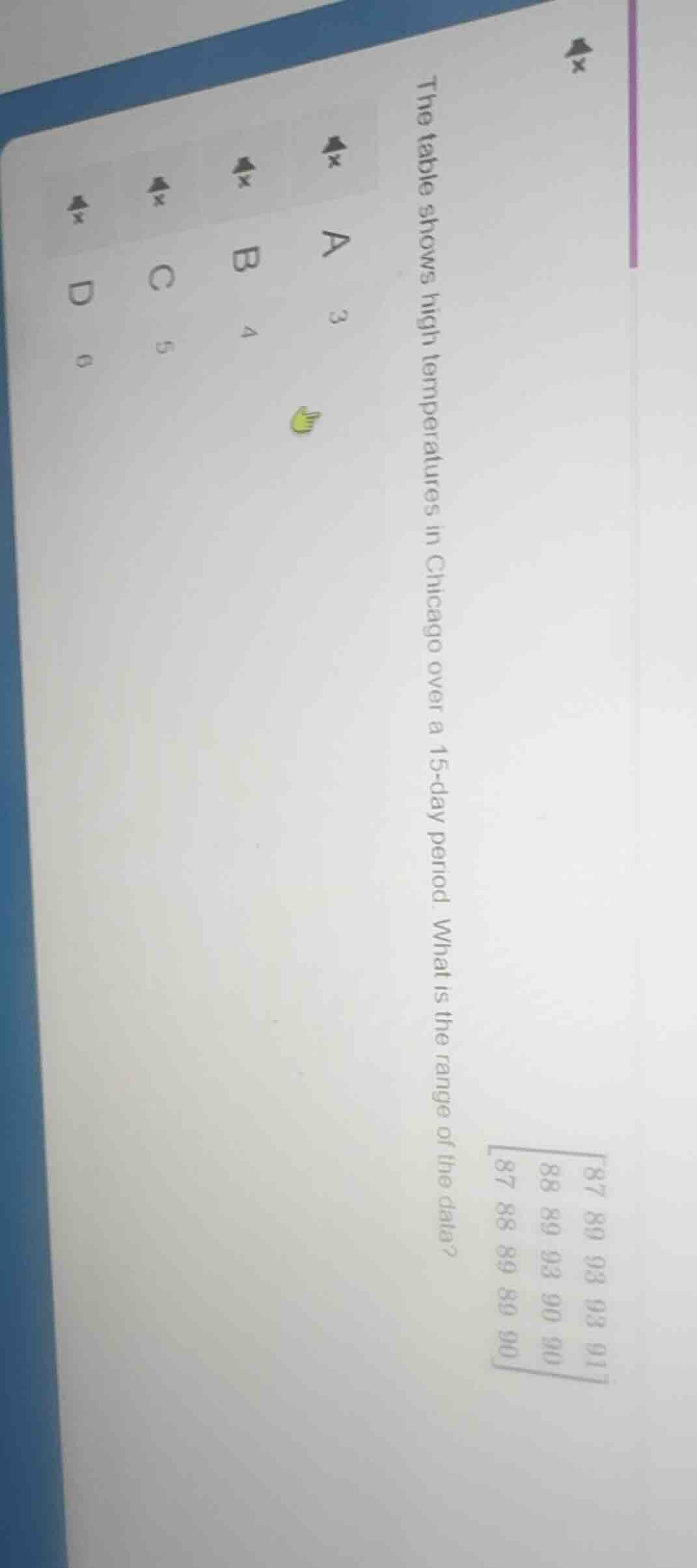 the table shows high temperatures in chicago over a 15 - day period. wh…