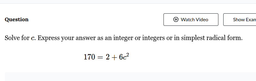 question solve for c. express your answer as an integer or integers or …