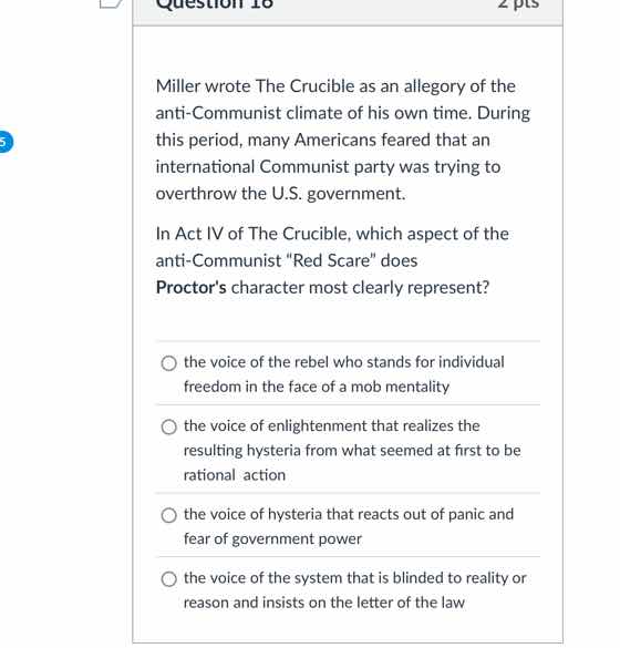 miller wrote the crucible as an allegory of the anti - communist climat…