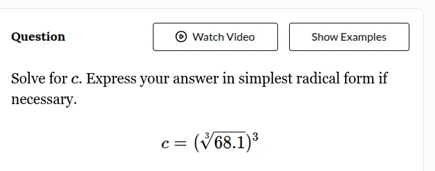 question solve for c. express your answer in simplest radical form if n…