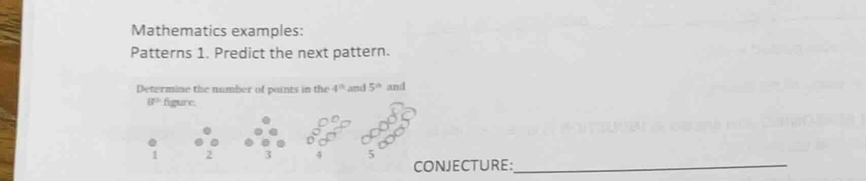 mathematics examples: patterns 1. predict the next pattern. determine t…
