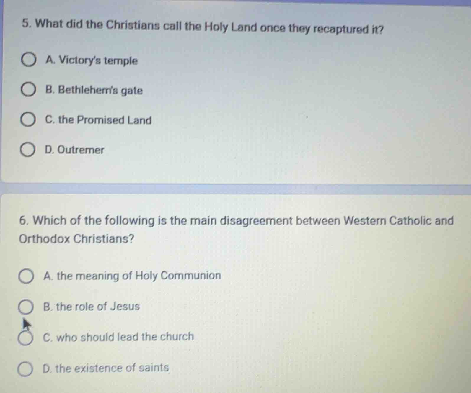 5. what did the christians call the holy land once they recaptured it? …