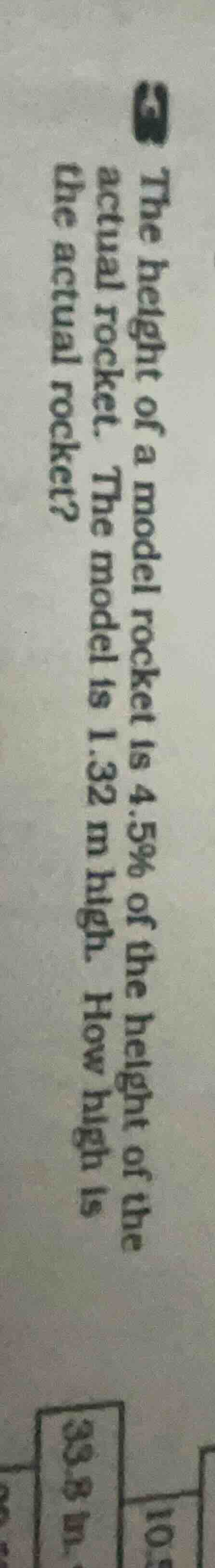 the height of a model rocket is 4.5% of the height of the actual rocket…