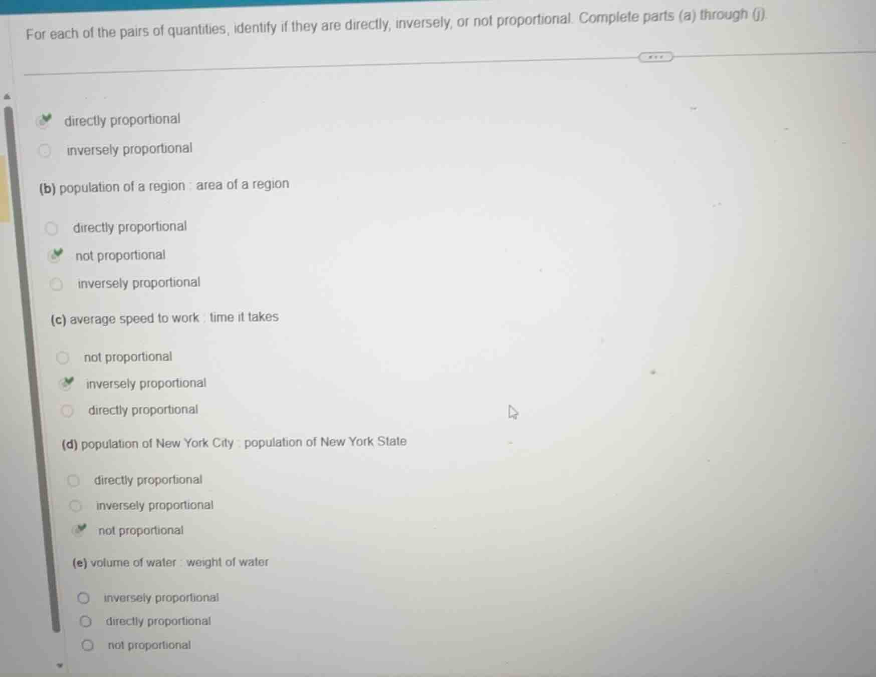 for each of the pairs of quantities, identify if they are directly, inv…