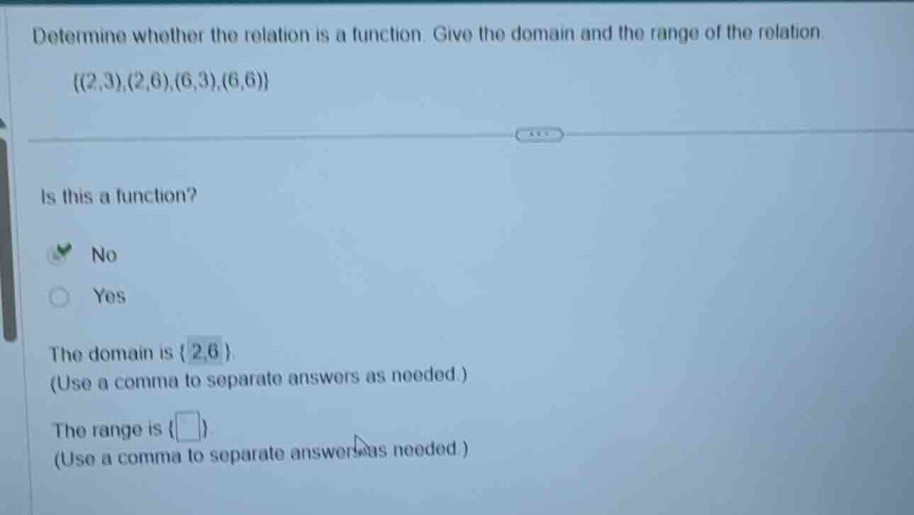 determine whether the relation is a function. give the domain and the r…