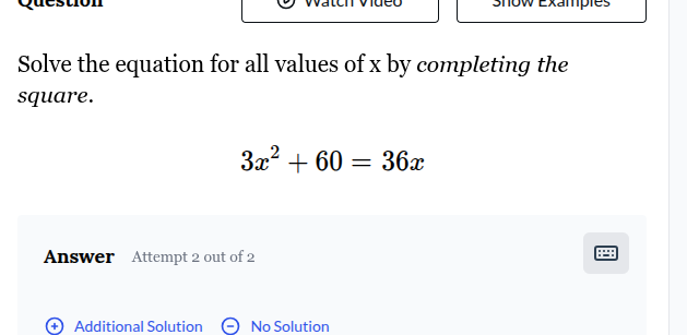 solve the equation for all values of x by completing the square. \\(3x^…
