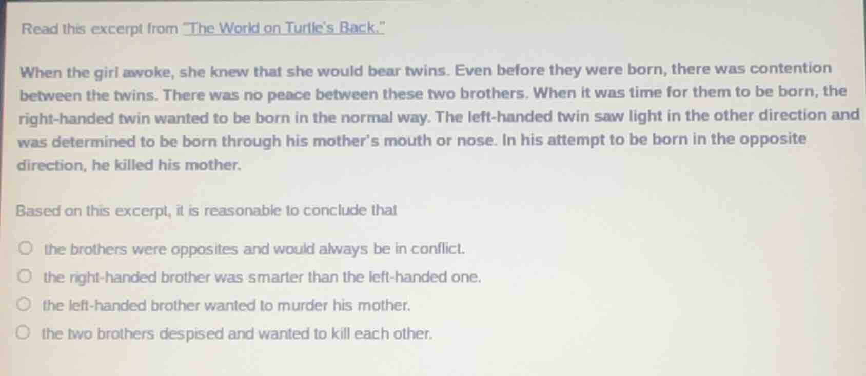 read this excerpt from \the world on turtles back.\ when the girl awoke…