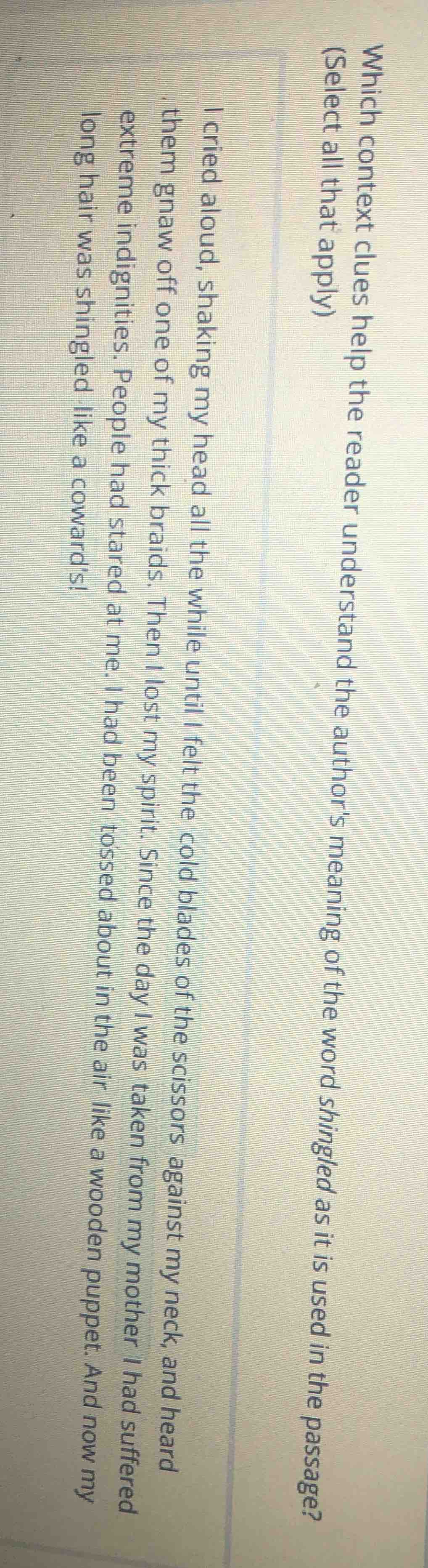 which context clues help the reader understand the author’s meaning of …