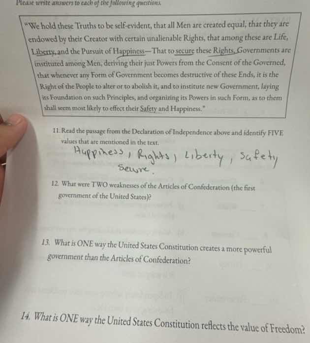 please write answers to each of the following questions. \we hold these…