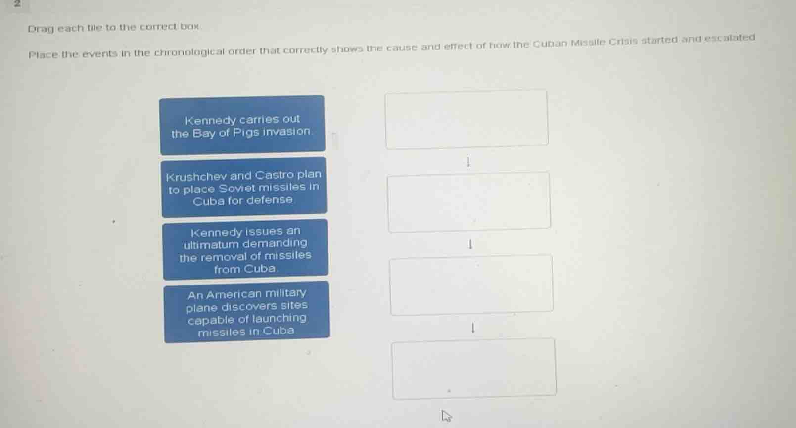 drag each tile to the correct box. place the events in the chronologica…
