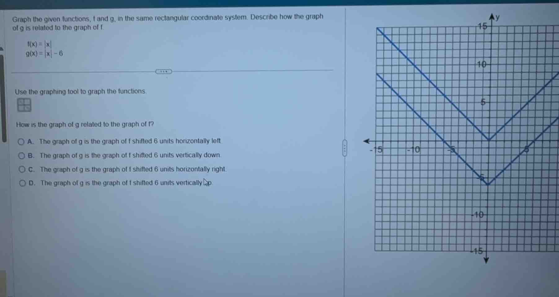 graph the given functions, f and g, in the same rectangular coordinate …