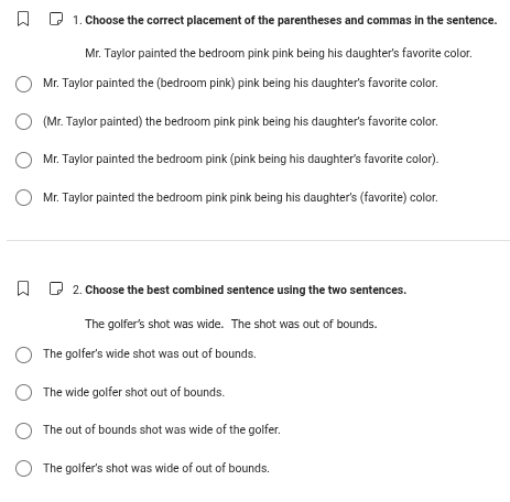 1. choose the correct placement of the parentheses and commas in the se…