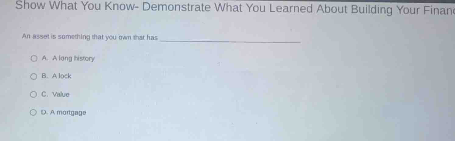 show what you know- demonstrate what you learned about building your fi…