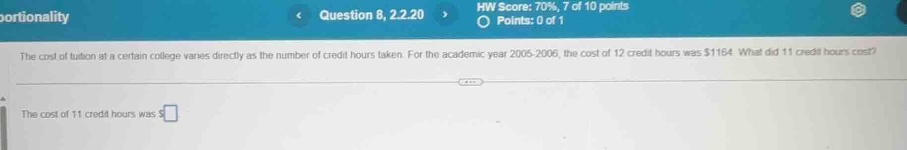 the cost of tuition at a certain college varies directly as the number …
