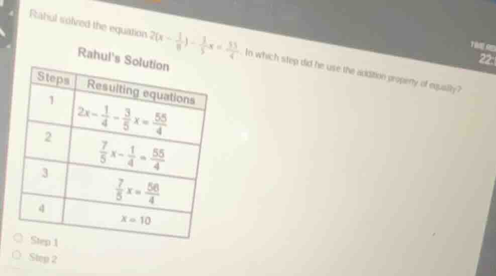 rahul solved the equation $2\\left(x - \\frac{1}{8}\ ight) - \\frac{3}{…