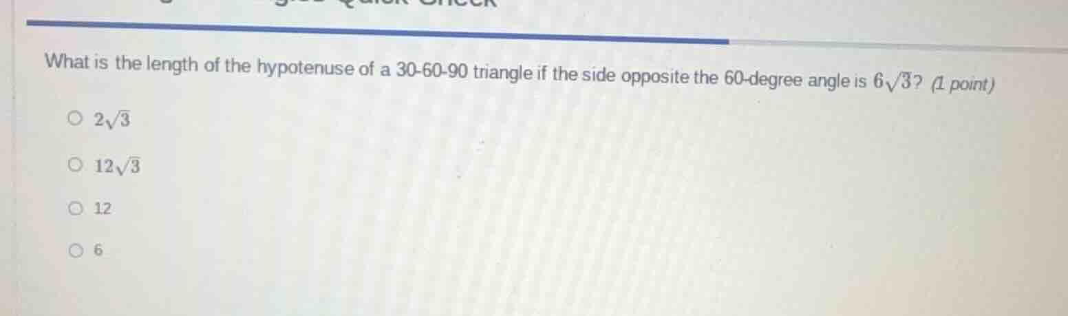 what is the length of the hypotenuse of a 30-60-90 triangle if the side…